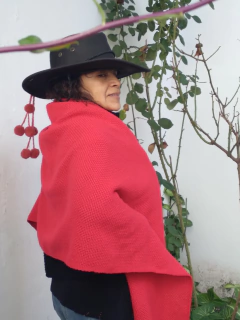 Manta / Chal de Lana de Oveja Rojo # 227 en internet