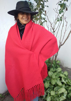 Manta / Chal de Lana de Oveja Rojo # 227