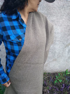 Manta / Chal telar de oveja color Gris # 179 - tienda online