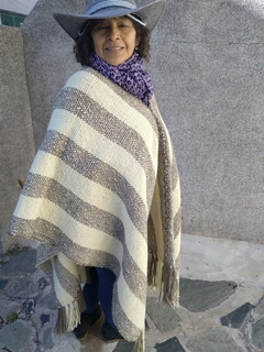 Poncho en lana de Oveja en telar rustico # 128 - comprar online