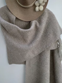 Chal / Manta en telar lana de oveja Gris claro # 176 en internet