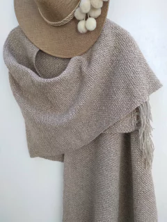 Chal / Manta en telar lana de oveja Gris claro # 176 - Pueblo Andino