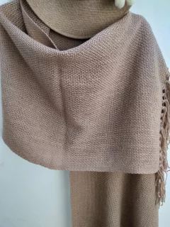Chal / Manta en telar lana de oveja Color Camel # 175 - comprar online