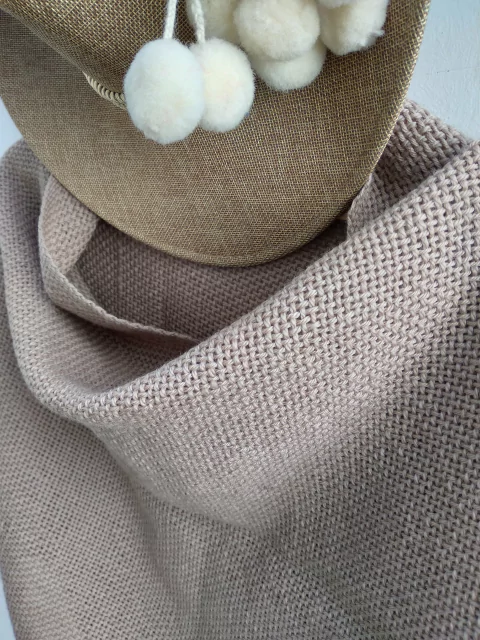 Chal / Manta en telar lana de oveja Color Tostado # 172