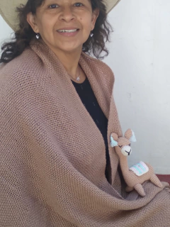 Manta / Chal en telar de oveja beige en telar # 290 - comprar online