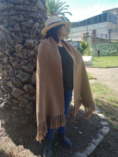 Manta / Chal de Lana de Llama Camel rustico # 211