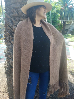 Manta / Chal de Lana de Llama Camel rustico # 211 - Pueblo Andino