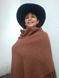 Manta / Chal de Lana de Llama tostado rustico # 236 en internet