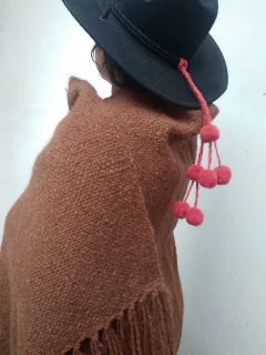 Manta / Chal de Lana de Llama tostado rustico # 236