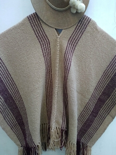 Poncho en Lana de Oveja tostado # 147 - tienda online
