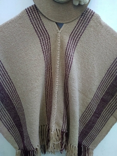 Poncho en Lana de Oveja tostado # 147