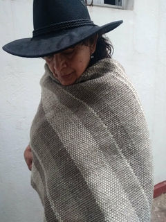 Manta / Chal telar de oveja color Gris degrade # 166 - tienda online