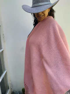 Manta en lana de oveja en telar rosa # 173