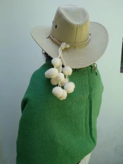 Manta en lana de oveja en telar verde # 169 - comprar online