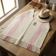 Poncho de dama en Lana de Oveja en telar # 137 en internet