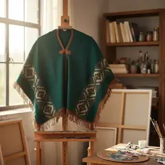 Poncho en hilado de alpaca liviano # 187
