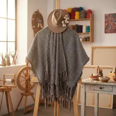 Ruana en lana de Oveja en telar # 110