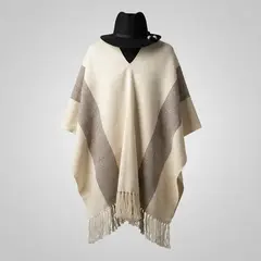 Ruana en lana de Oveja beige natural # 101