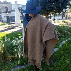 Manta / Chal de Lana de Llama tostado rustico #155