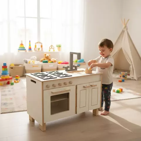 Cocina Cocinita Infantil Doble Madera Juego Simbólico - comprar online