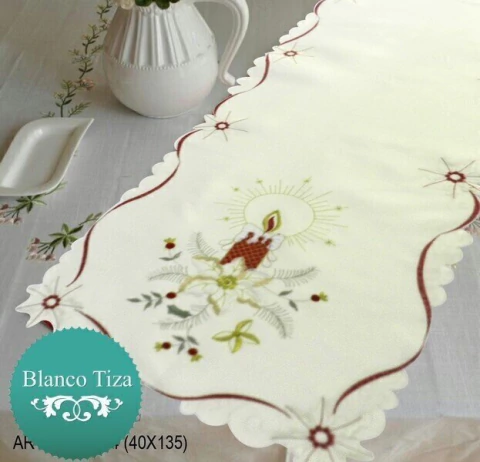 City Blanco Camino Navideño 40x135cm Bordado (NAV007CA)