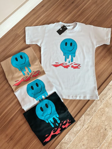 Camiseta 100% algodão - Smile Azul