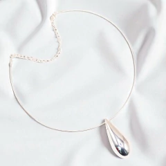 Chocker banhada a Prata Gota G - comprar online