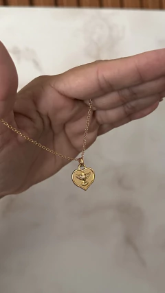 Colar medalha coração Espírito Santo