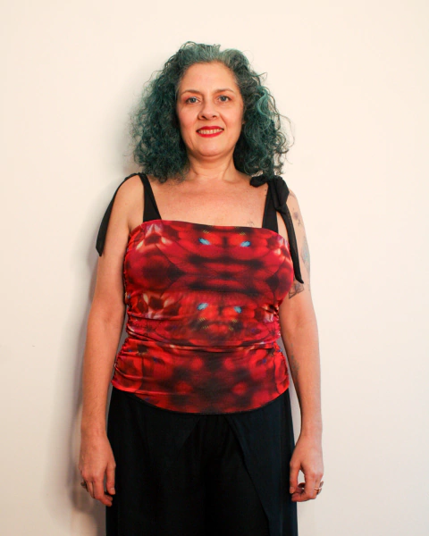 Top amarração tule Amor