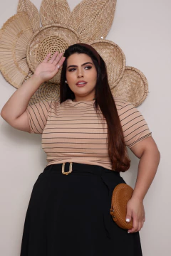 Basiquinhas plus size bege listrado - comprar online