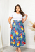 Saia daphene-azul flor vermelho - Modas Elas - Vestindo Princesas