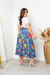 Saia daphene-azul flor vermelho - loja online