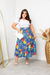 Saia daphene-azul flor vermelho - comprar online
