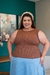 Regata plus size em ribana marrom listrado - comprar online