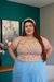 Regata plus size em ribana bege listrado - Modas Elas - Vestindo Princesas