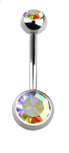 Ombligo de Acero Quirurgico con dos Strass !!! - tienda online