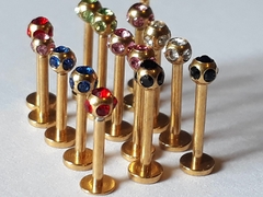 Labret de Acero Quirúrgico Anodizado Multistrass,1.2mm c/u !! en internet