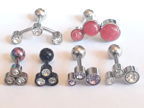 Helix de Acero Quirúrgico con 3 Strass, c/u !!!