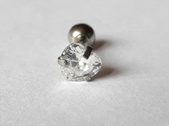 Strass Corazon Grande 5.4mm, bolita de acero 4mm, largo total 13mm, espesor de la barra 1mm