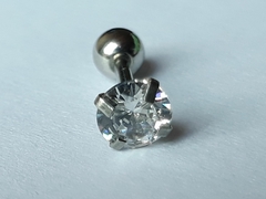 Strass triangulo 5mm, bolita de acero 4mm, largo total 13mm, espesor de la barra 1mm