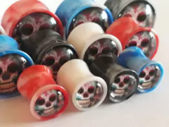 Expansor Tapón Acrilico Calaca, de 8mm a 16mm, c/u !!