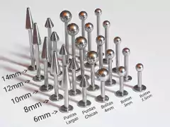 Labret Tragus de Acero Quirúrgico 1.2mm, c/u !!!