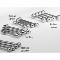 Barbell Recto ' Niple'de Acero Quirúrgico 1.2mm, c/u !!!