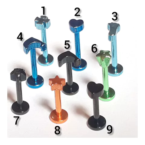 Labret Tragus de Acero Quirúrgico Anodizado Formas !!!