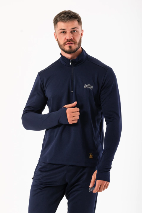 BUZO FITNESS MEDIO CIERRE AZUL