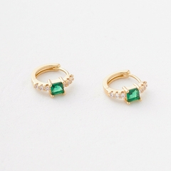 CANDONGA MICROCIRCON PIEDRA CUADRO VERDE 15MM ORO LAMINADO 18K