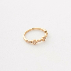 ANILLO TREBOL X3 MICROCIRCON ORO LAMINADO 18K - comprar online
