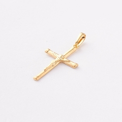 DIJE CRUZ CRISTO TUBULAR ORO LAMINADO 18K - comprar online