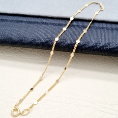 TOBILLERA CUBANA LENTEJA ORO LAMINADO 18K
