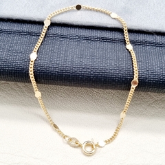PULSERA CUBANA LENTEJA ORO LAMINADO 18K